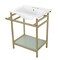 Kingston Brass VPB24187W47 24-Inch Ceramic Console Sink (4-Inch, 3-Hole), White/Brushed Brass VPB24187W47 - alternate 1